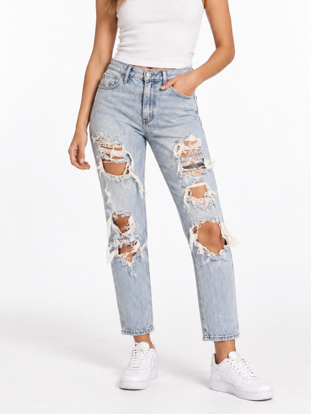 Hollister Light Blue Distressed Boyfriend Jeans 7R